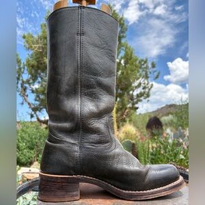 Frye Dark Leather Heeled Boots